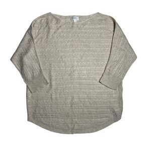 Market & Spruce Cashmere Blend Cable Knit Sweater Cream Size Large